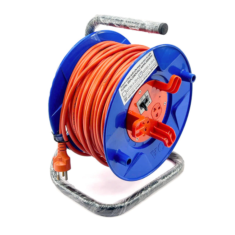 Ổ cắm nối dài rulo tay quay chuyên dùng cho xe điện LIOA QT-Series, có Aptomat (CB) chống quá tải