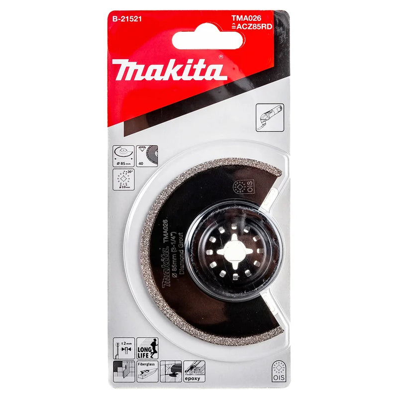 Lưỡi cắt rung kim cương, cắt gạch, sợi thủy tinh Makita B-21521 (TMA026) đường kính 85mm, chuẩn OIS