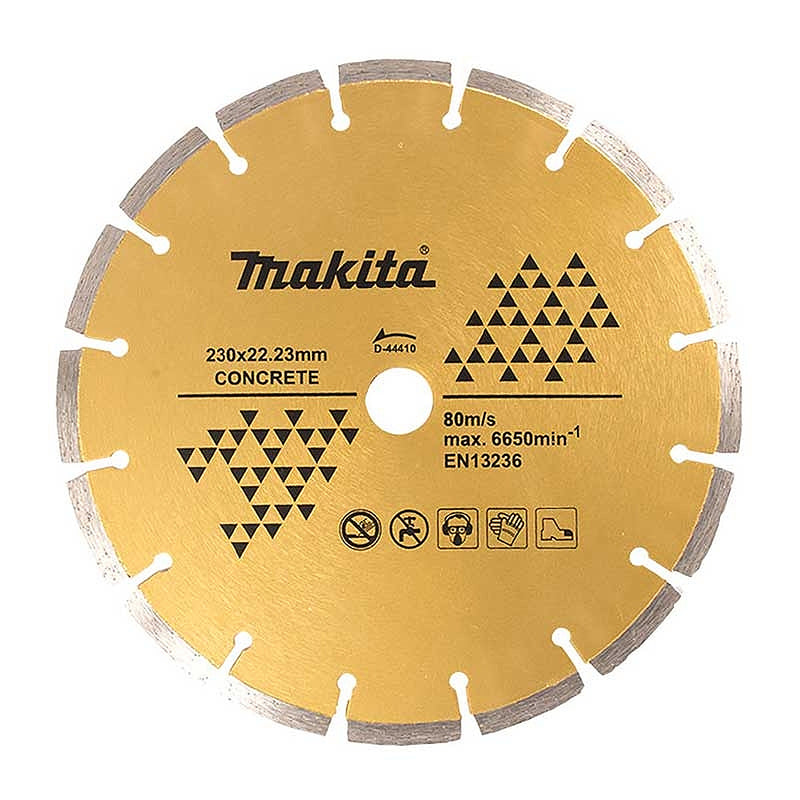 Lưỡi cắt kim cương phân đoạn Makita đường kính từ 125mm - 230mm dùng cho bê tông, bê tông cứng, block, đá, gạch và nhựa đường, lỗ cốt 22,23mm, cắt khô