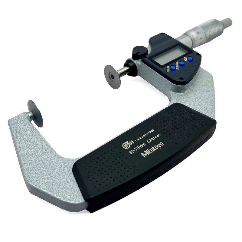 Panme điện tử Mitutoyo Series 322 - Disc Micrometers. Hàm kẹp đĩa đo bánh răng,. Có cổng SPC xuất dữ liệu