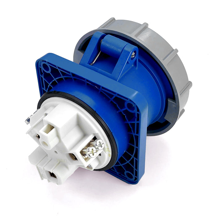 Ổ cắm công nghiệp PCE lắp âm, mặt thẳng, chịu tải cao từ 63A - 125A, 3 cực (2P+PE) điện áp 230V, kín nước tiêu chuẩn IP67