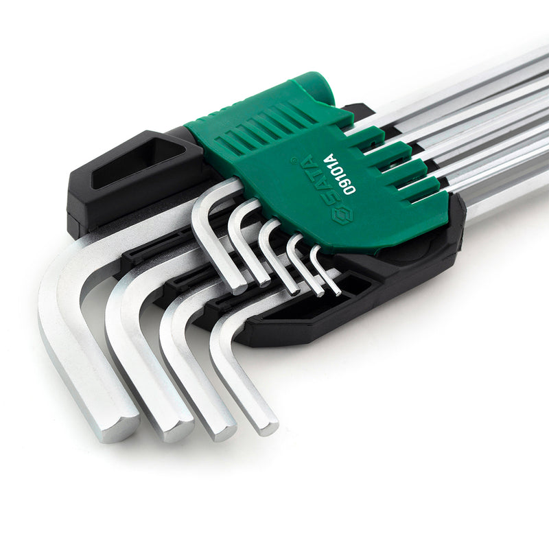 9 PCS EXTRA LONG POINT HEX KEY SET MM (CrV) SATA 09101A