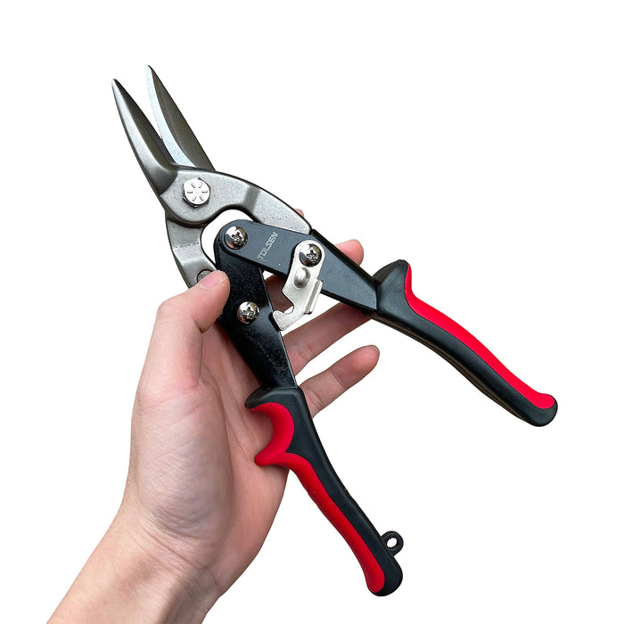 Kéo cắt tôn công nghiệp (trái), thép CrMo, tay cầm nhựa, 250mm/10 inch TOLSEN 30021 (thiết kế theo chuẩn Công thái học)