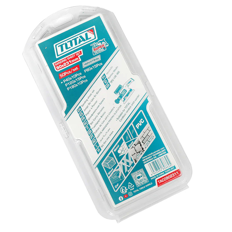 Hộp 50 giấy chà nhám chữ nhật Total TAC0902311 kích thước 90mm x 231mm
