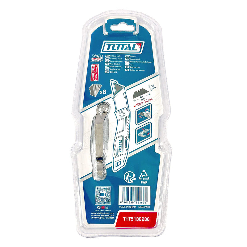 Dao rọc đa năng 19mm Total THT5136236, có thể gắp gọn