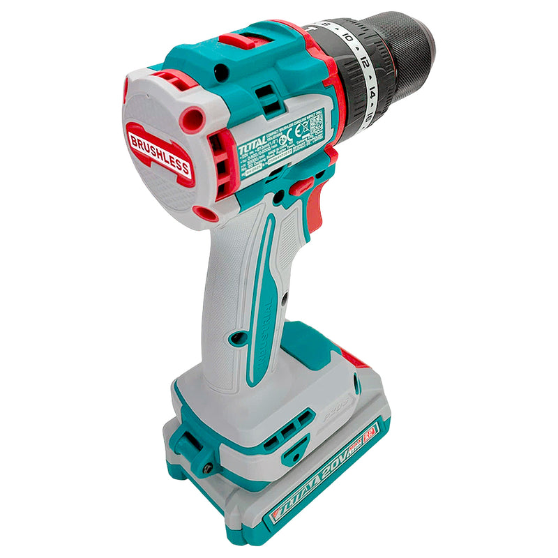 Máy khoan búa không chổi than dùng Pin 20V, đầu kẹp 13mm Total