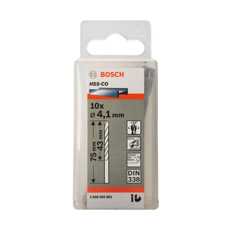 Hộp 10 mũi khoan Inox HSS-Co Bosch đường kính từ 1mm - 7.5mm, đuôi trơn (Tiêu chuẩn DIN 338)