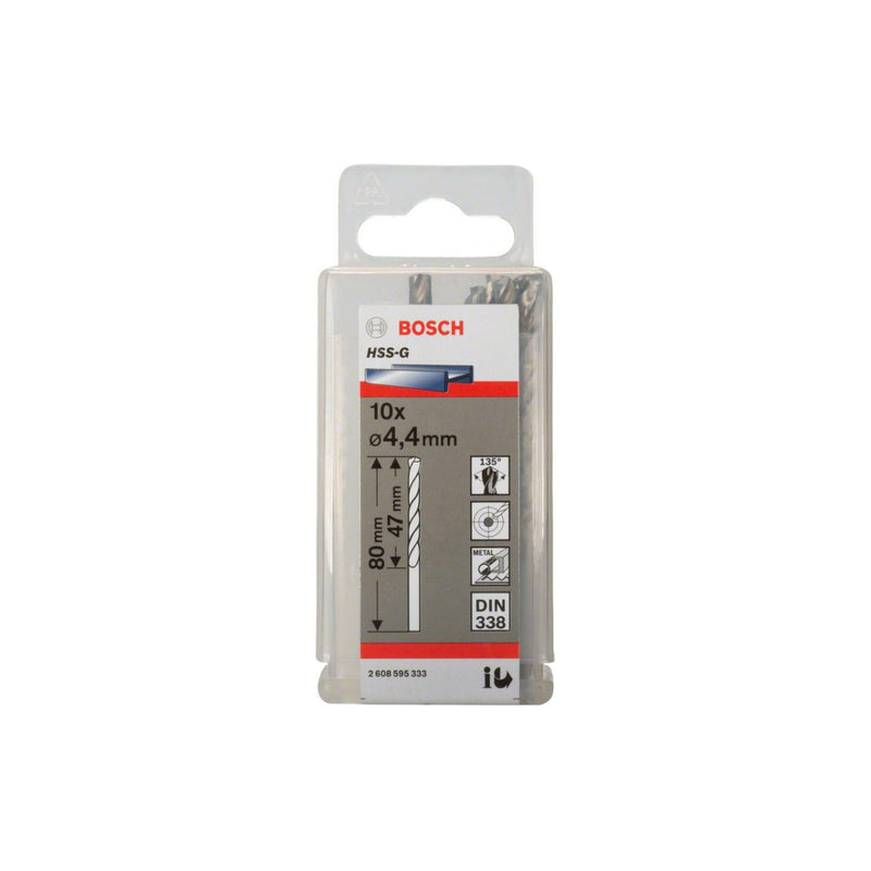 Hộp 10 mũi khoan sắt HSS-G Bosch đường kính từ 1mm - 7.5mm, đuôi trơn (Tiêu chuẩn DIN 338)