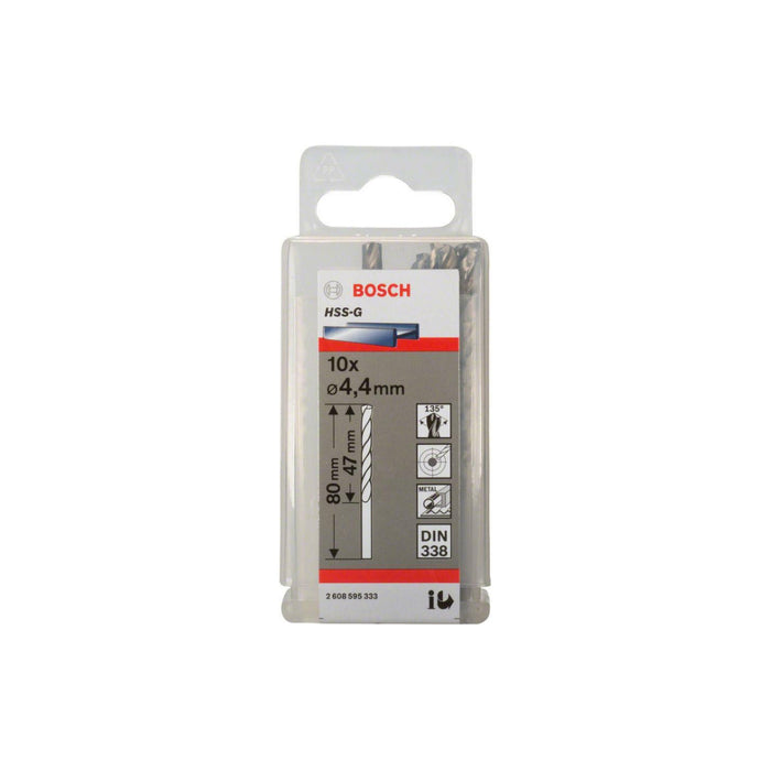 Hộp 10 mũi khoan sắt HSS-G Bosch đường kính từ 1mm - 7.5mm, đuôi trơn (Tiêu chuẩn DIN 338)