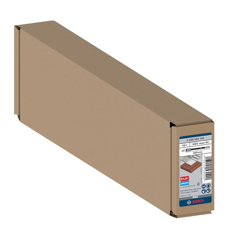 Hộp 10 mũi đục dẹt R-Tec SDS MAX Bosch 2608690166 chiều dài 400mm, đuôi gài, xuất xứ Italy