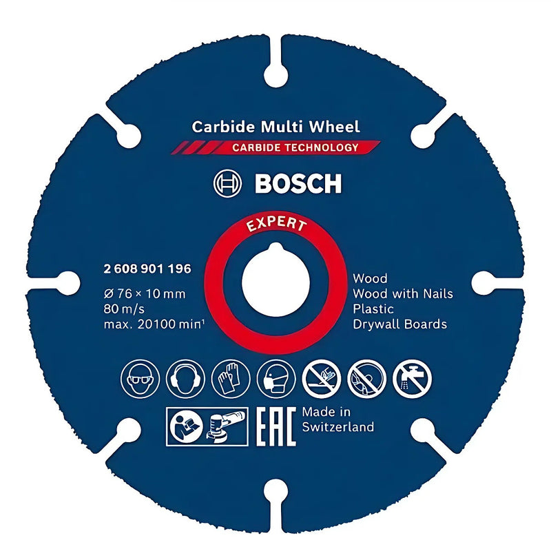 Lưỡi cưa đa năng Bosch đường kính từ 76mm - 125mm, lỗ cốt 10mm - 22,23mm, xuất xứ Thuỵ Sỹ