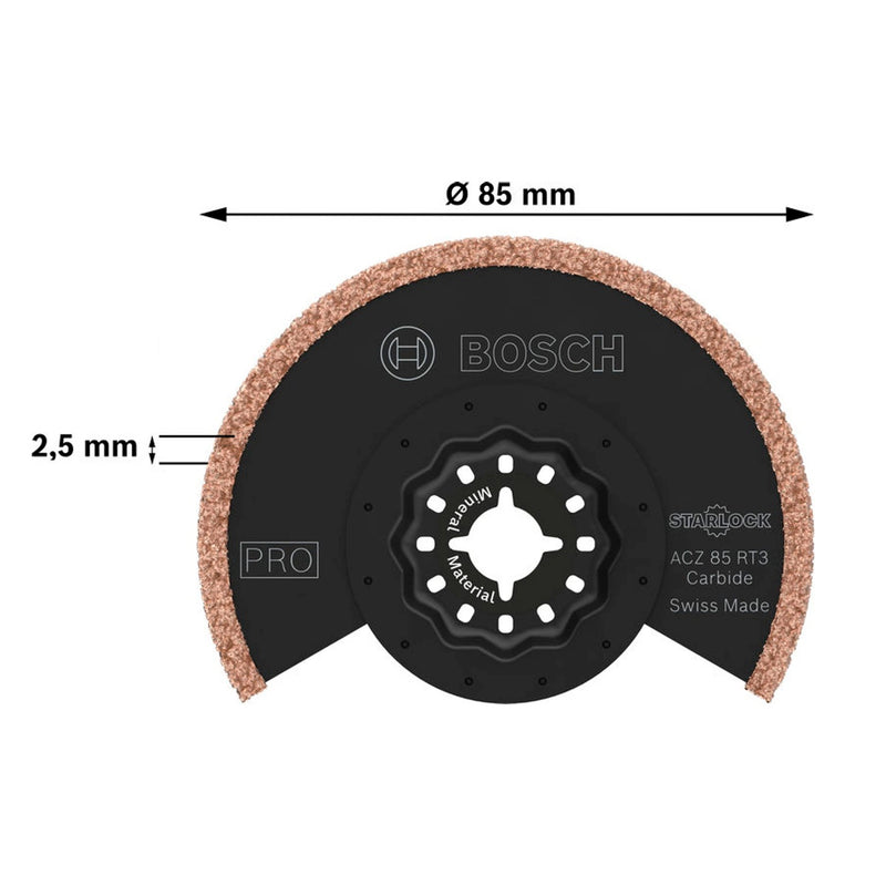 Lưỡi cắt rung Bosch ACZ 85 RT3 dùng cho gạch tường, mạch hồ bề rộng lưỡi 85mm, chuẩn Starlock (mã số 2608669120)