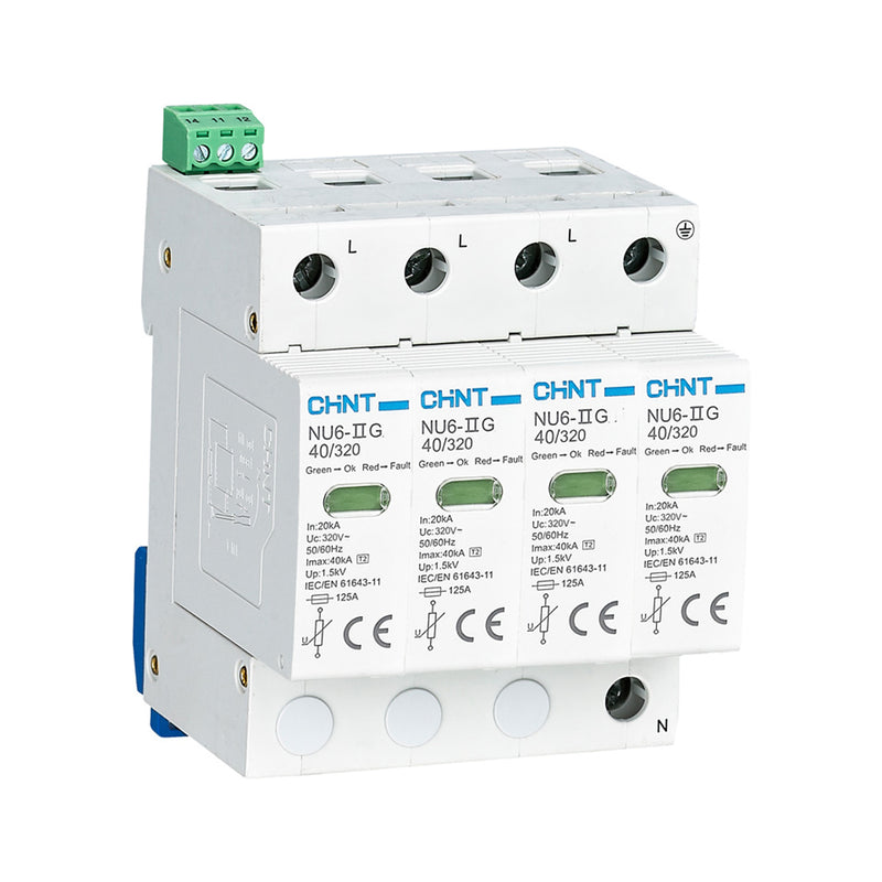 Thiết bị chống sét lan truyền Chint NU6-II G series. Tiêu chuẩn CE, RoHS và CB
