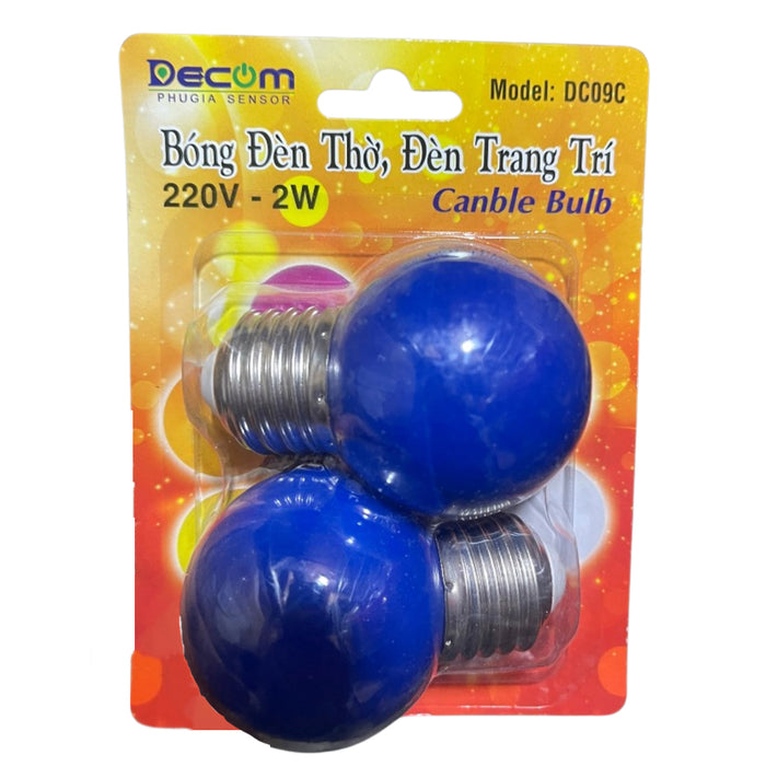 Vỉ 2 bóng đèn led trái chanh Decom DC-09C, công suất 2W