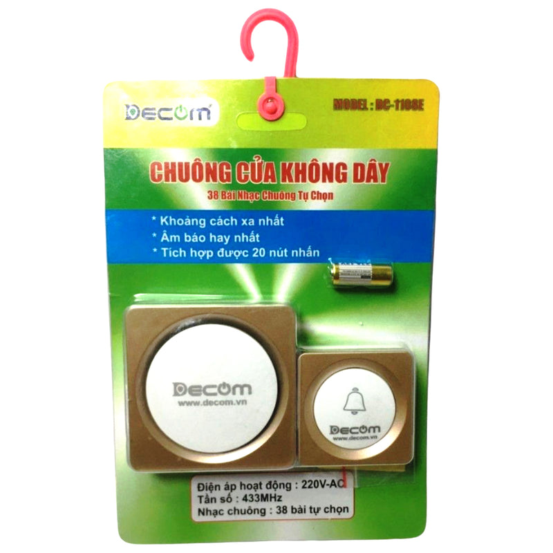 Chuông cửa không dây Decom DC-1108E, tích hợp 20 nút nhấn
