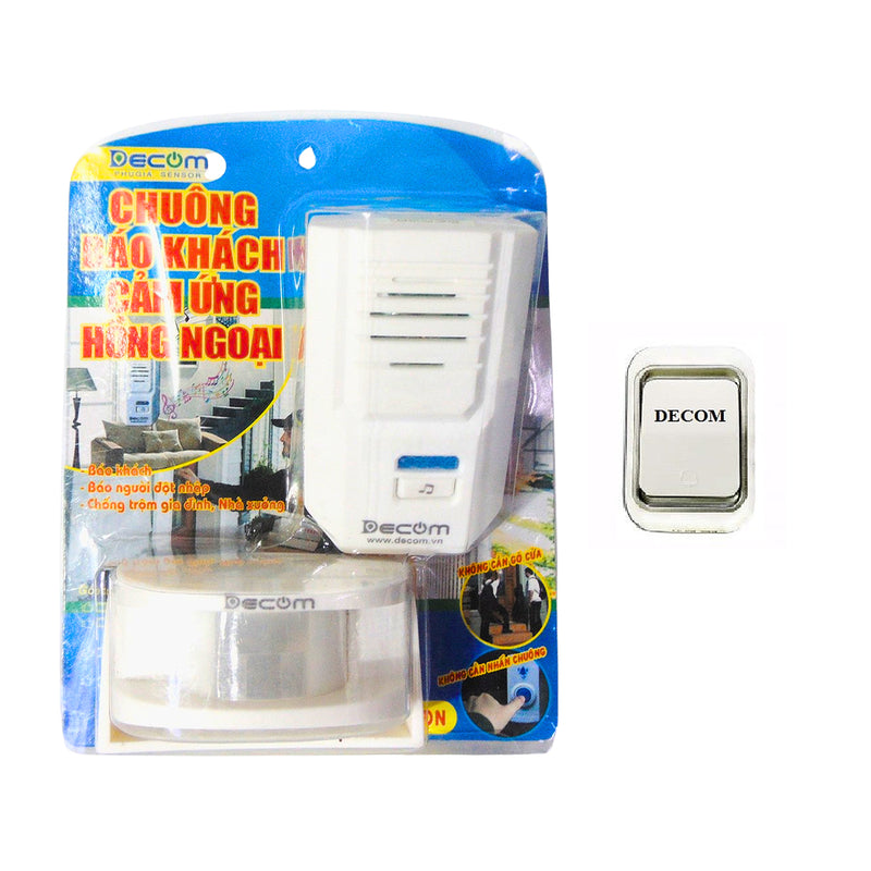 Thiết bị báo khách cảm ứng hồng ngoại không dây Decom DC-287
