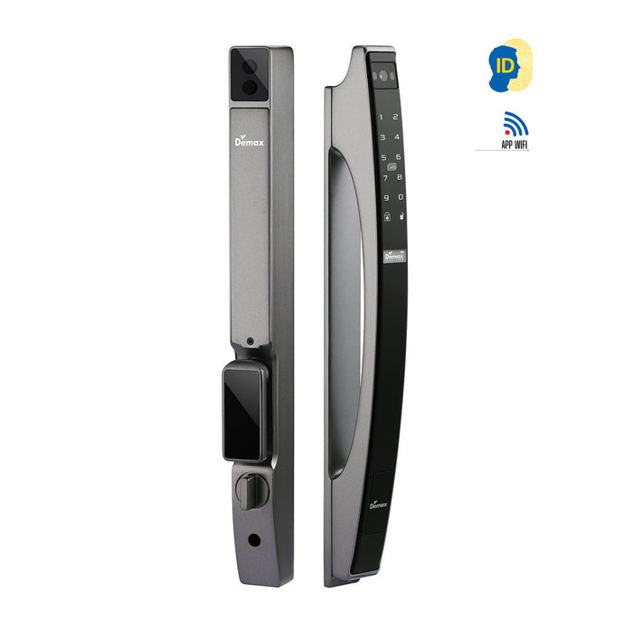 Khóa cửa thông minh cao cấp chống nước IP56 Demax EL902, nhận diện khuôn mặt Face ID-3D mở khóa bằng Wifi, dành cho cửa nhôm, sắt, inox