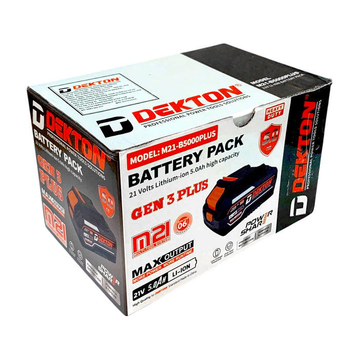 Pin 21V 5.0Ah Dekton M21-B5000PLUS, vỏ pin chống cháy
