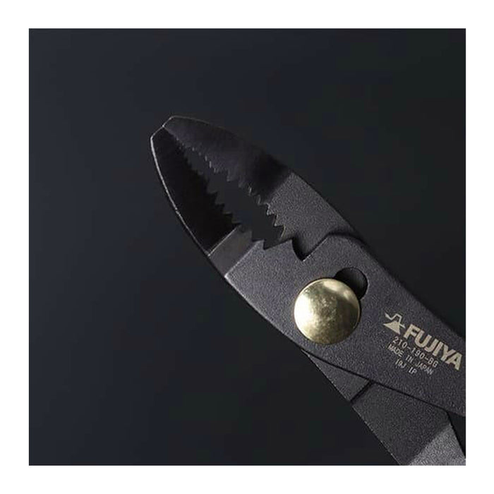 Kìm đa năng mỏ cong, có khớp trượt Fujiya 210-190-BG Kurokin-Series, kích thước 193mm, khả năng cắt dây sắt mềm tối đa Ø2.0mm. Tiêu chuẩn RoHS
