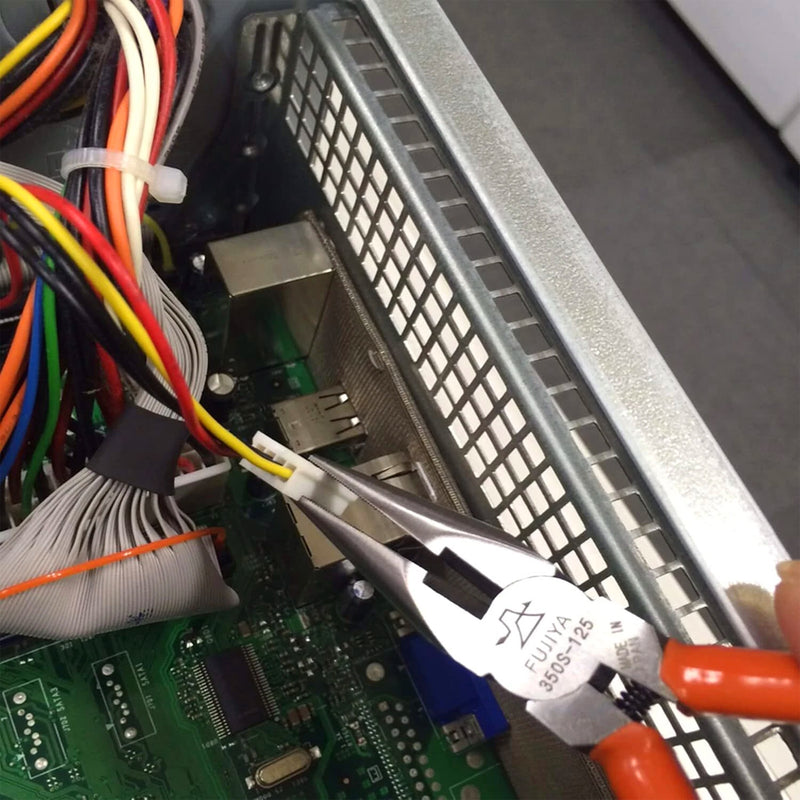 Kìm mũi nhọn Fujiya 350S-125/150 Series kích thước từ 125mm - 150mm, có lò xo trợ lực. Tiêu chuẩn RoHS