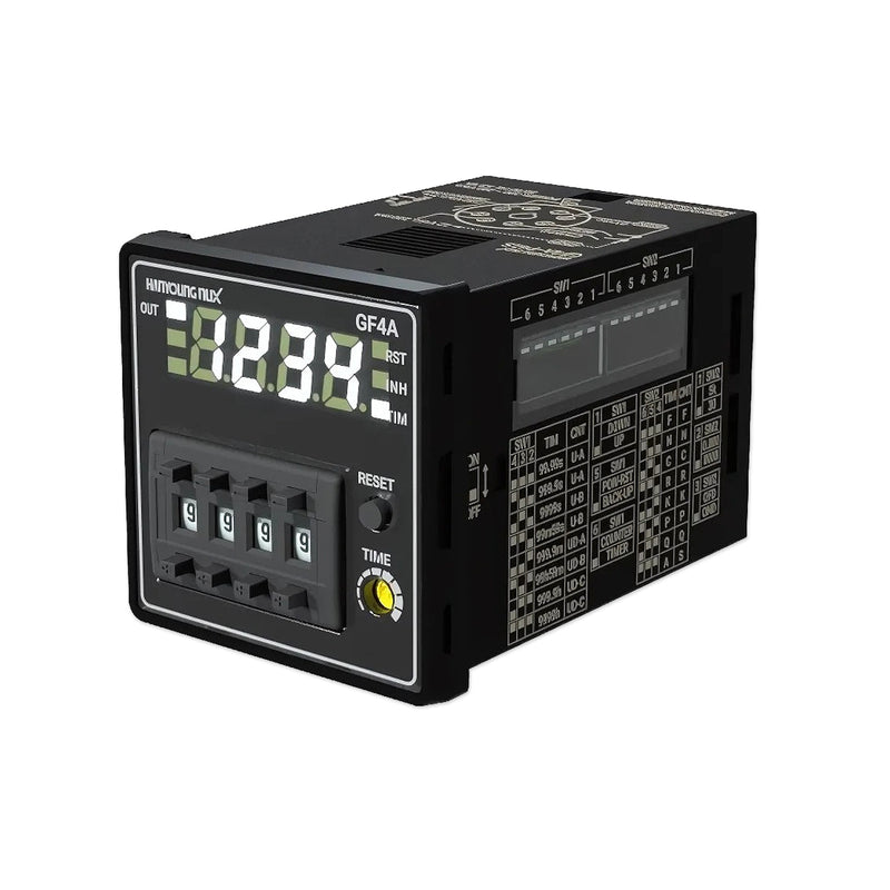 Bộ đếm kết hợp bộ định thời gian Hanyoung Nux GF4A Series, Kích thước 48mm x 48mm.