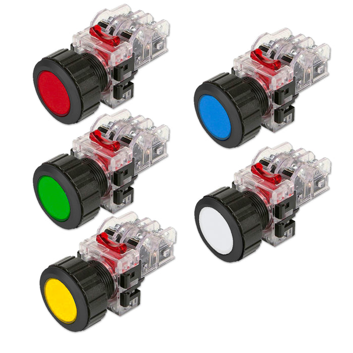 Công tắc nhấn, viền nhựa Hanyoung Nux MRF-K series, Lỗ khoét Ø25mm. Tiêu chuẩn CE, KC