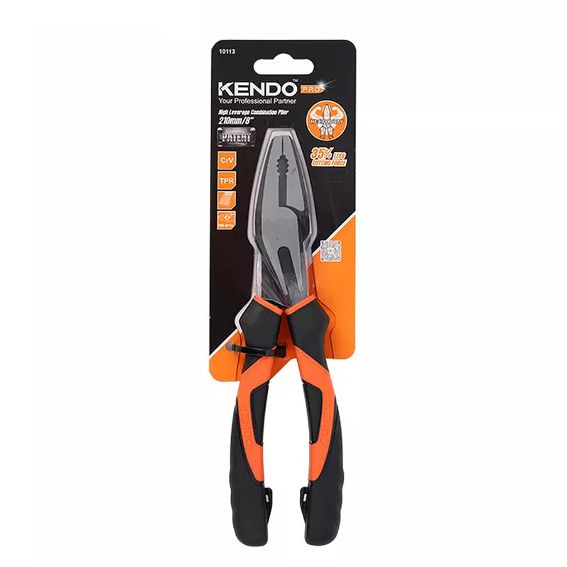 Kìm điện Kendo dài 6 inch - 8 inch (165mm - 210mm), vật liệu thép CR-V, có trợ lực, hệ chuyên nghiệp