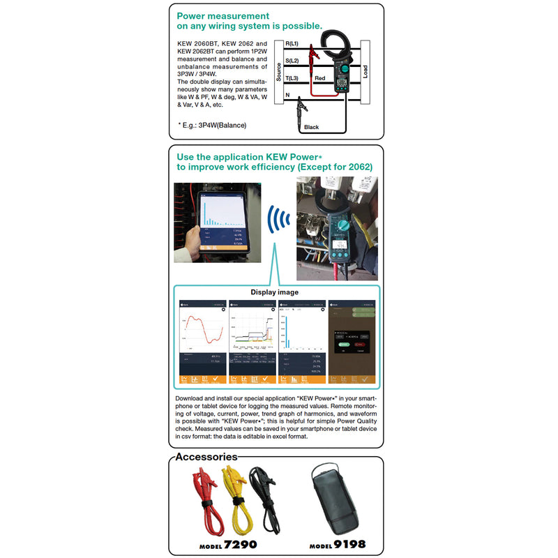 Ampe kìm đo công suất 1000V Kyoritsu Kew 2062BT True RMS, có kết nối Bluetooth