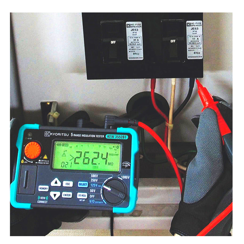 Thiết bị đo điện trở cách điện liên tục kỹ thuật số Kyoritsu Kew 3552BT dải đo từ 50V - 1000V, đo nhanh 0.5 giây, có Bluetooth