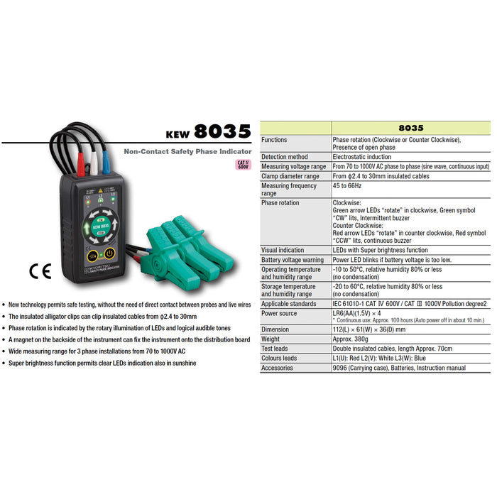 Thiết bị kiểm tra pha không tiếp xúc Kyoritsu Kew 8035