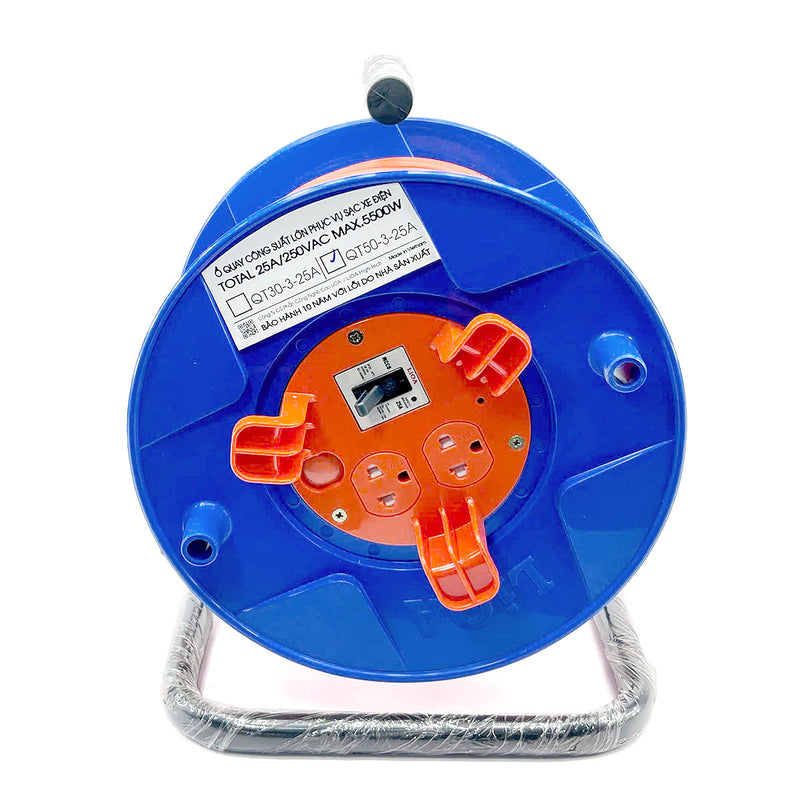 Ổ cắm nối dài rulo tay quay chuyên dùng cho xe điện LIOA QT-Series, có Aptomat (CB) chống quá tải