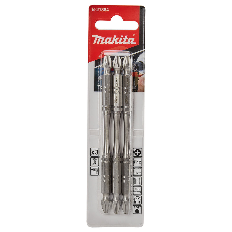 Vì 3 mũi vít bake 2 đầu Torsion Makita kích thước từ PH2 - PH3, đuôi lục giác 6.35mm (1/4 inch)