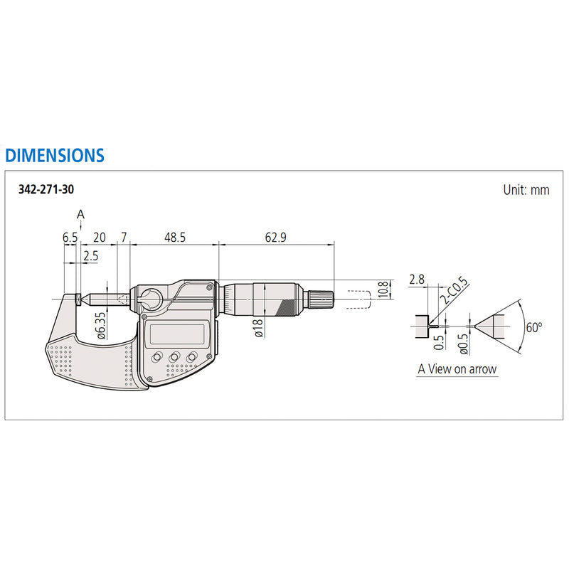 Panme điện tử Mitutoyo Series 342 - Crimp Height Micrometers, Dòng Digimatic tiêu chuẩn, Chuyên đo đầu Cosse