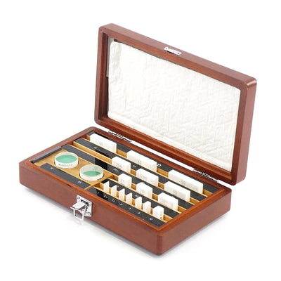 Bộ phụ kiện căn mẫu chuyên dụng để kiểm tra và hiệu chuẩn Panme 16 chi tiết Mitutoyo (Block 1.0mm - 50mm) kèm 2 thấu kính phẳng + đá mài