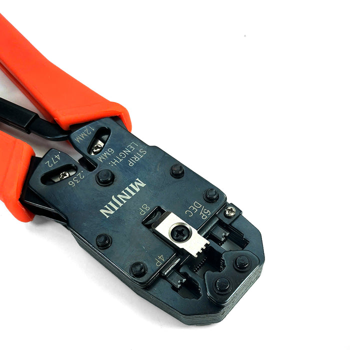 Kìm bấm dây tín hiệu, cáp mạng 3 chức năng, bấm được từ 4-6-8 chân Minjin HT-2008R