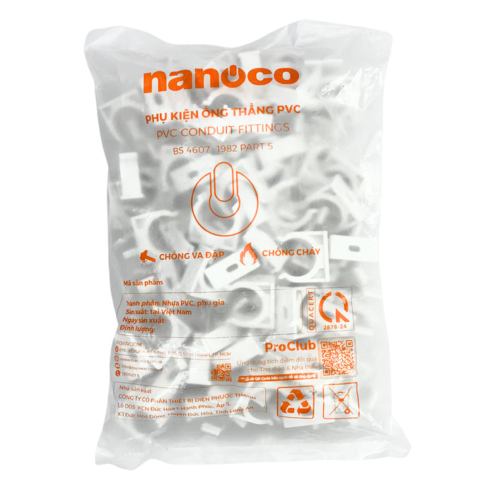 Kẹp nhựa đỡ ống luồn điện trắng Nanoco