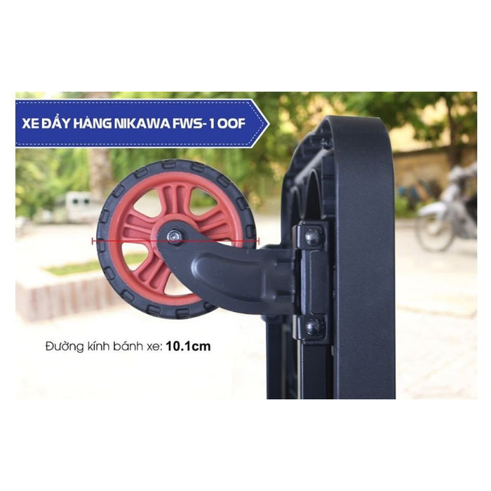 Xe đẩy hàng Nikawa FWS-100F, tải trọng 100kg, kích thước mặt sàn 680mm x 410mm, tay cầm có thể điều chỉnh