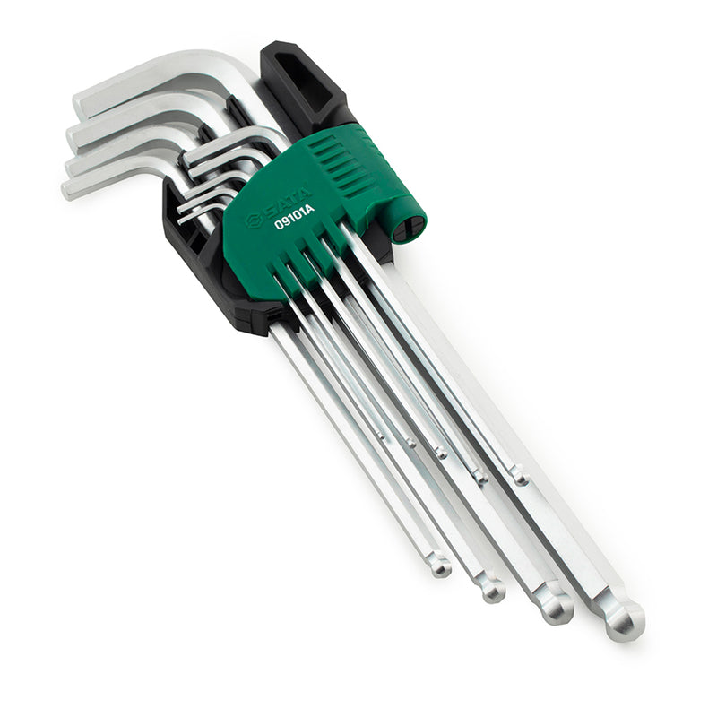 9 PCS EXTRA LONG POINT HEX KEY SET MM (CrV) SATA 09101A