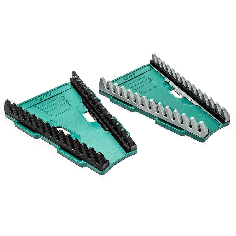Bộ 2 khay đựng cơ lê SATA ST95410, 13 khe, hai mặt, nhựa composite, sắp xếp cờ lê hệ mét & inch.