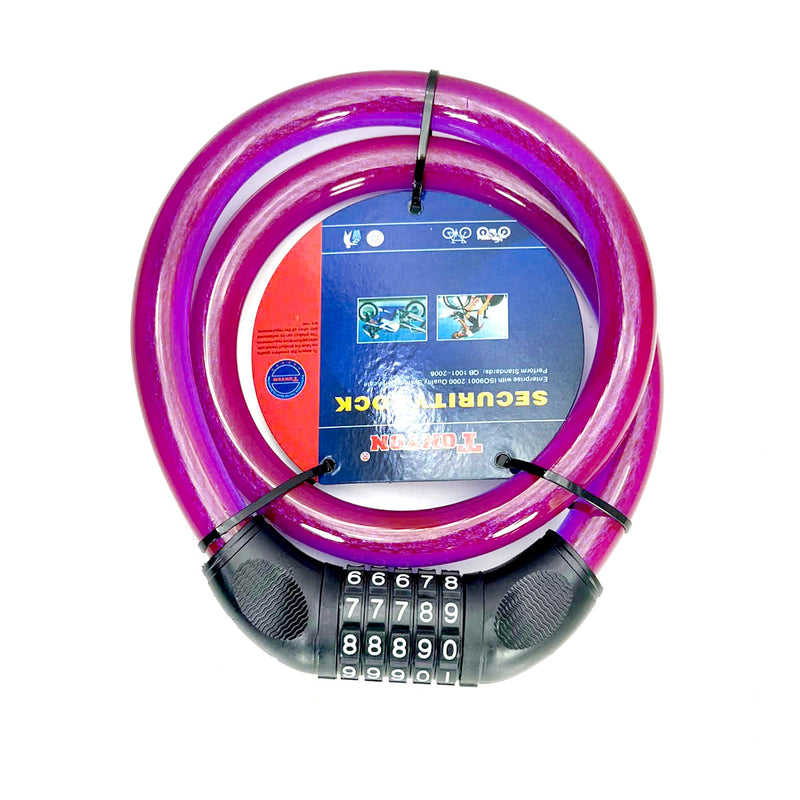 Ổ khoá dây 5 cọc số cỡ lớn TONYON TY462, dây khoá bằng cáp thép nhuyễn bọc nhựa chống cắt
