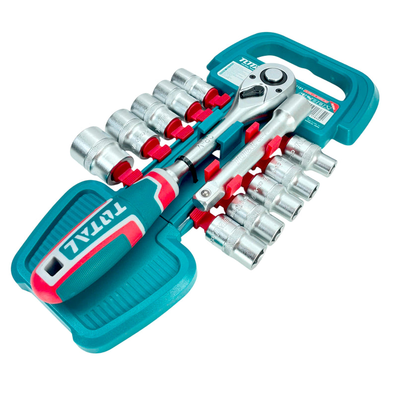 Bộ 12 cái socket (1/2 inch) & cần 2 chiều TOTAL THT141121