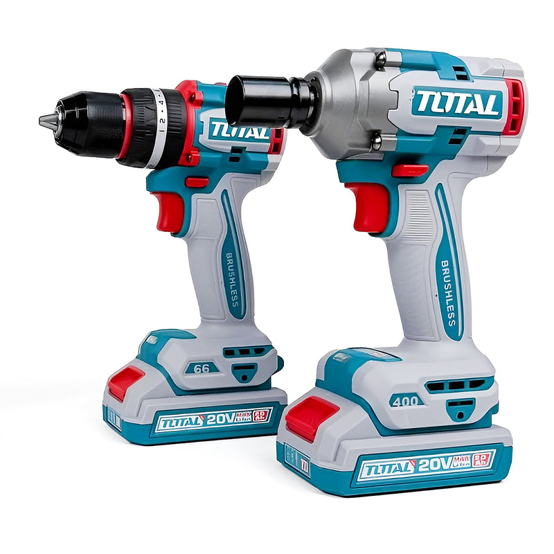 Bộ combo máy khoan búa và máy siết bu lông Total TCKLI20286 dùng Pin 20V