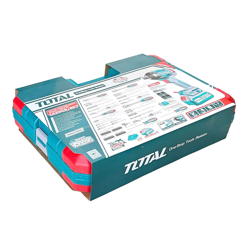Máy siết bu lông cốt 1/2 inch dùng Pin 20V không chổi than Total THKTHP31522 kèm bộ đồ nghề 152 món