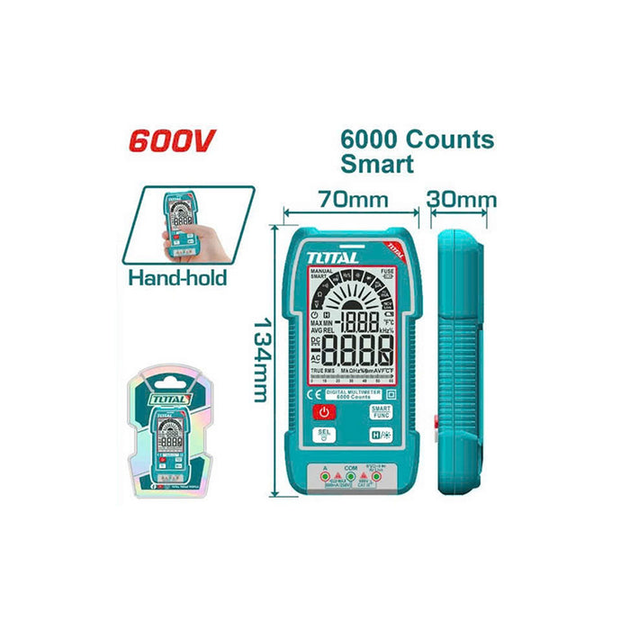 Đồng hồ đo điện vạn năng kỹ thuật số Total TMT5310004 True RMS, đo dòng DC/AC 1000V, đo nhiệt độ từ -40°C - 1000°C