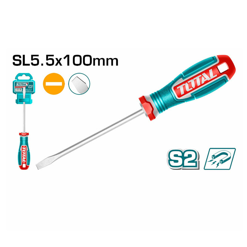 Tua vít dẹp SL5.5x100mm Total TSDSL5100 có từ tính. chất liệu thép S2
