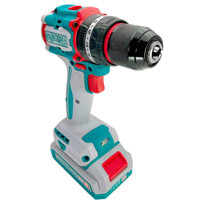 Máy khoan búa không chổi than dùng Pin 20V, đầu kẹp 13mm Total