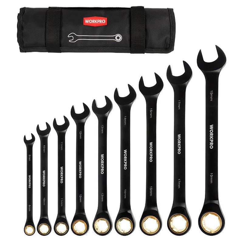 Bộ cờ lê vòng miệng tự động 9 chi tiết Workpro WP202602 kích thước từ 8mm - 19mm