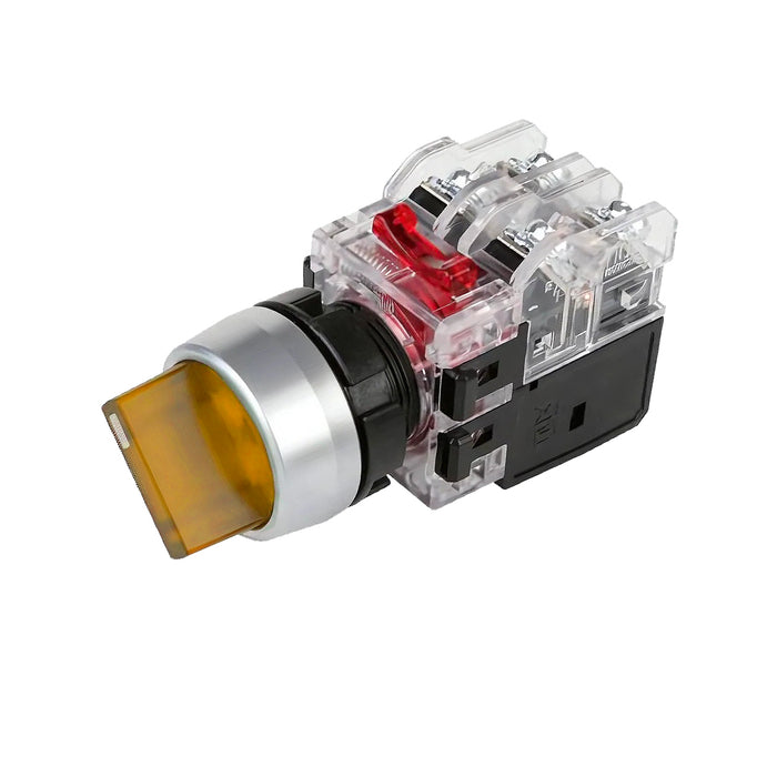 Công tắc xoay tích hợp đèn báo, mặt nhôm Hanyoung Nux MRT-R series, Lỗ khoét Ø22mm. Tiêu chuẩn CE, KC