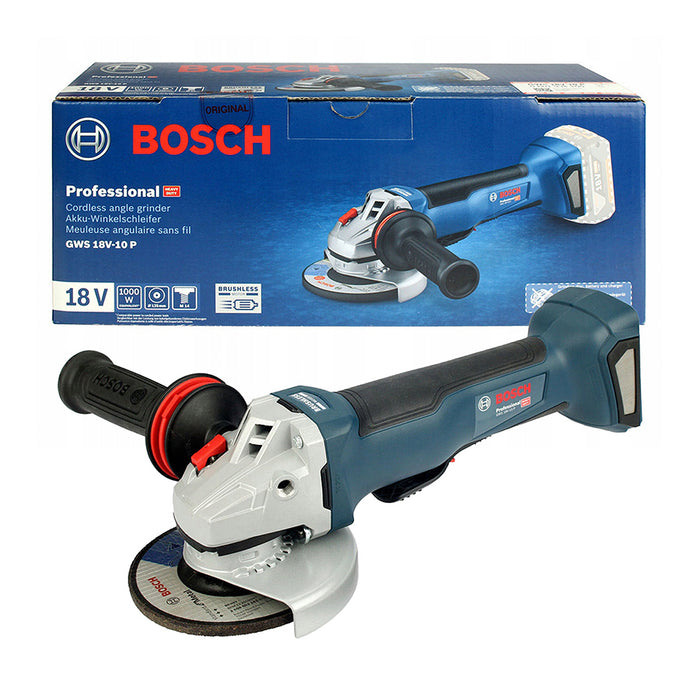 Máy mài góc 100mm dùng Pin 18V Bosch GWS 18V-10 P Professional, công tắc bóp, mã số 06019J41K0 (Chỉ có thân máy, không kèm Pin & sạc)