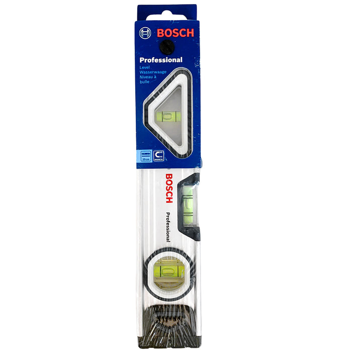 Thước thủy nhôm mini 25cm Bosch 1600A016BN, độ chính xác cao ±0.5mm/m, có nam châm và nhựa chống sốc